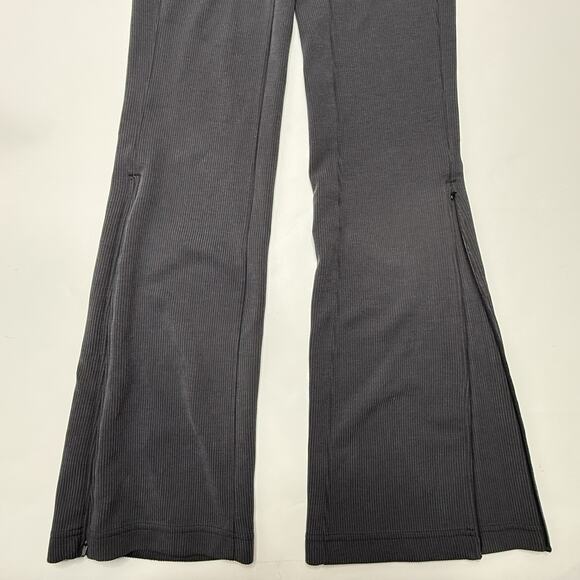 Lululemon Brushed Softstreme Ribbed Zip Flared Pant 32.5" Black Women's Size 2 - Picture 6 of 16